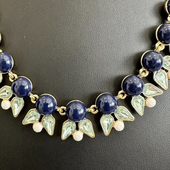 J. Crew Blue Crystal Geometric Statement Necklace - Picture 3 of 5